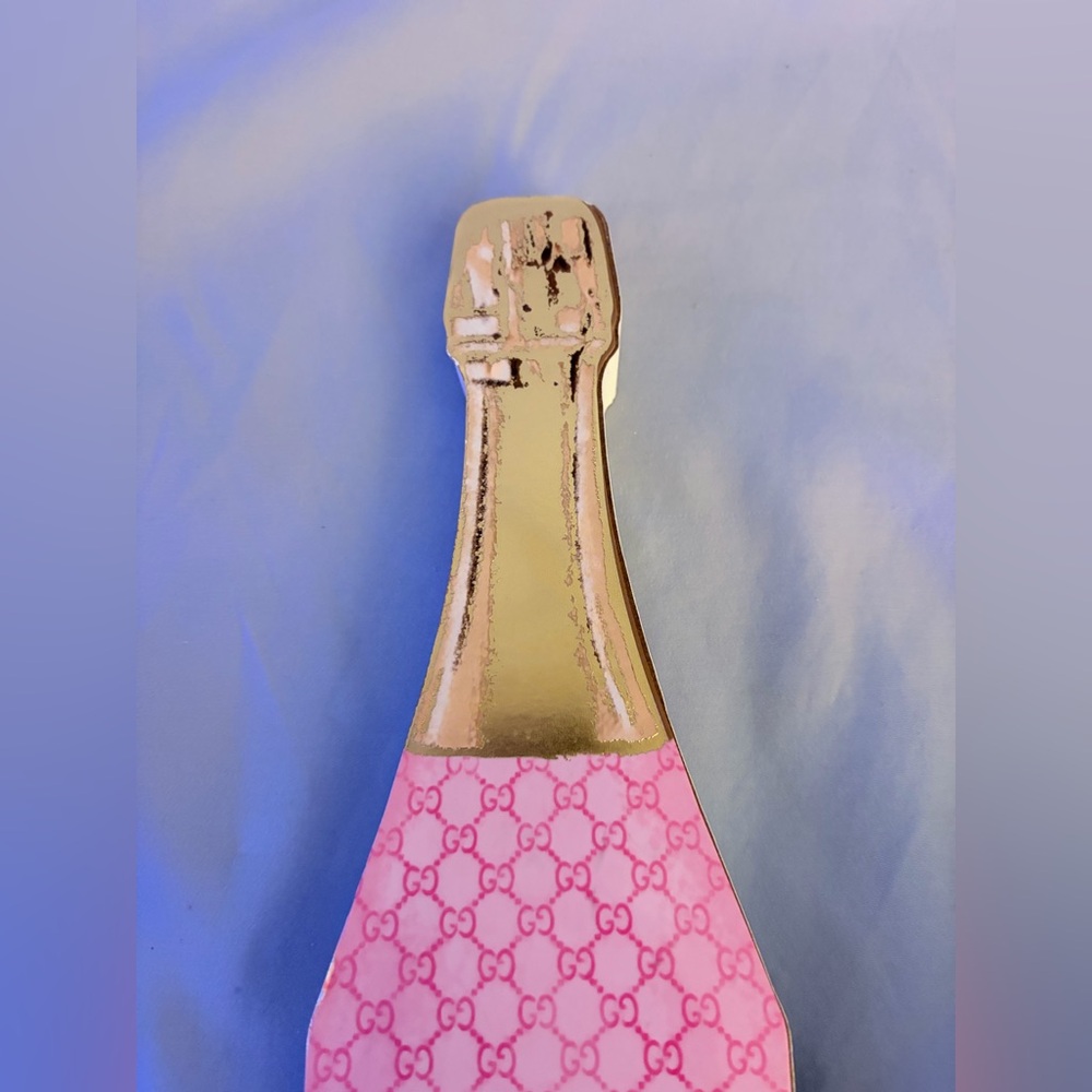 Gucci Champagne Pink & Gold Luxury Bottle Wood Home Shelf Decor - Picture 4 of 6